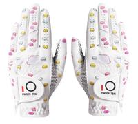 FINGER TEN Gants de golf pour femme pour main gauche et droite avec paume antidérapante - Gants de golf doux par paire - Résistants à la pluie - Couleur blanche et rose - Taille S, M, L, XL (taille M,
