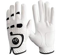 FINGER TEN Gants de golf pour homme main gauche et droite avec marqueur de balle en cuir Cabretta - Résistant à l'usure - Taille M/L (portés à la main gauche)