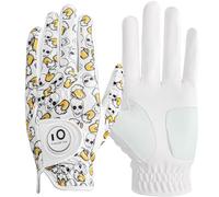 FINGER TEN Gants de golf pour homme main gauche et droite avec marqueur de balle, en cuir cabretta, résistant aux intempéries (blanc, taille M, portés à la main gauche)