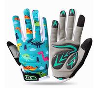 FINGER TEN Gants Velo Enfant Cyclisme Junior Running VTT Moto Plein Doigt Poignée Paire, Gant Bicyclette Escalade Randonnée Skateboard Gel Résistant à l'abrasion Antideparant Mitaines Outdoor