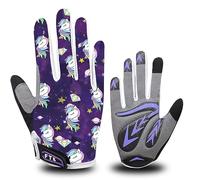 FINGER TEN Gants Velo Enfant Cyclisme Junior Running VTT Moto Plein Doigt Poignée Paire, Gant Bicyclette Escalade Randonnée Skateboard Gel Résistant à l'abrasion Antideparant Mitaines Outdoor