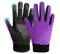 FINGER TEN Gants Velo Enfant Hiver Chaud Sport Anti-DÉRapant avec ÉCran Tactile Tactile Paire Valeur, Gant Running Jeunes Garçons Garçons Filles Ecole (S, Violet)