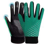 FINGER TEN Gants Velo Enfant Hiver Chaud Sport Anti-DÉRapant avec ÉCran Tactile Tactile Paire Valeur, Gant Running Jeunes Garçons Garçons Filles Ecole (S, Vert)