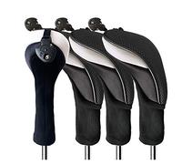 Finger Ten Lot de 3/4 Couvre-têtes pour Club de Golf Golf Club avec étiquette Interchangeable Compatible avec Tous Les Clubs Hybrides Nike Ping Mizuno Titleist, Noir, 4 Pack Hybrid Cover
