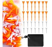 FINGER TEN Lot de 30 Tees de Golf en Plastique incassable de 8,9 cm et 20 Tees Courts de 3,8 cm avec Sac de Golf Noir, Facile à trouver (Orange)