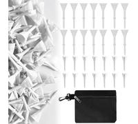 FINGER TEN Lot de 30 Tees de Golf en Plastique incassable de 8,9 cm et 20 Tees Courts de 3,8 cm avec Sac de Golf Noir, Facile à trouver (Blanc)