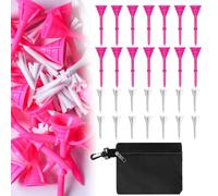 FINGER TEN Lot de 30 Tees de Golf en Plastique incassable de 8,9 cm et 20 Tees Courts de 3,8 cm avec Sac de Golf Noir, Facile à trouver (Rose)