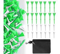 FINGER TEN Lot de 30 Tees de Golf en Plastique incassable de 8,9 cm et 20 Tees Courts de 3,8 cm avec Sac de Golf Noir, Facile à trouver (Vert)