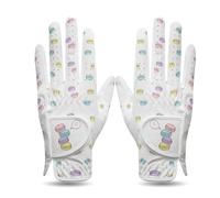 FINGER TEN Paire de gants de golf pour femme en microfibre avec motif macarone - Antidérapants, doux, respirants et résistants à l'usure (blanc, taille XS)