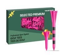 FINGER TEN Premium Golf Tees en Plastique - 40 Têtes de Golf Longues de 3 1/4" ou 2 3/4" avec 20 Têtes de Golf Courtes de 1 1/2" - Pack Économique (Rose)