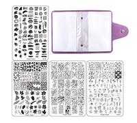 FingerAngel Lot de 4 plaques XL de tampons pour nail art avec image de tampon, collection d'outils de manucure XL07-10