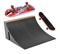 Fingerboard Skate Park Kit ,Mini Skateboard, cadeau d'anniversaire（Noir） | Finger Skate Park Kit Rampe de Touche avec