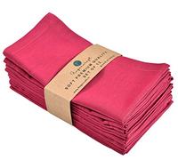 FINGERCRAFT Lot de 12 Serviettes de Table en Tissu mélangé Coton Lin, qualité supérieure, Coins à onglets pour Une Utilisation Quotidienne Les Serviettes sont pré-rétrécies (Fuchsia)