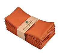 FINGERCRAFT Lot de 12 Serviettes de Table en Tissu mélangé Coton Lin, qualité supérieure, Coins biseautés pour Une Utilisation Quotidienne. Les Serviettes sont pré-rétrécies (Rouille).