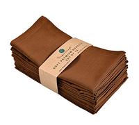 FINGERCRAFT Lot de 12 Serviettes de Table en Tissu mélangé Coton Lin spécial Pâques, qualité supérieure, Coins en Onglet pré-rétrécis (Marron)