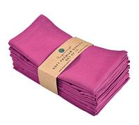 FINGERCRAFT Lot de 12 Serviettes de Table en Tissu mélangé Coton Lin spécial Pâques, qualité supérieure, Coins à onglets pré-rétrécis Magenta