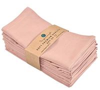 FINGERCRAFT Lot de 12 Serviettes en Tissu lavables en Tissu Coton et Lin Blush, qualité supérieure, Coins biseautés pour Une Utilisation Quotidienne Les Serviettes sont pré-rétrécies Rose poudré