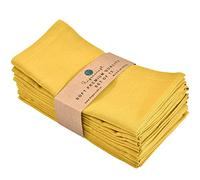 FINGERCRAFT Lot de 12 Serviettes en Tissu mélangé Coton Lin spécial Pâques, qualité supérieure, Coins à Onglet pré-rétrécis dorés,