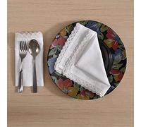 FINGERCRAFT Serviettes de Table en Tissu 100% Coton, Lot de 12, 30,5 x 30,5 cm, Blanc, qualité supérieure, Coins à Onglet, Les Serviettes sont pré-rétrécies en Dentelle Blanche 30,5 x 30,5 cm.