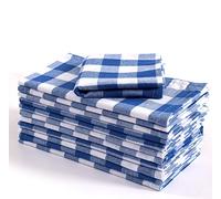 FINGERCRAFT Serviettes de Table, Usage Quotidien, Serviettes en Coton à Carreaux Buffalo de qualité supérieure, parfaites pour Les fêtes, Les dîners, lavables et réutilisables 20 x 20 (Bleu/Blanc)