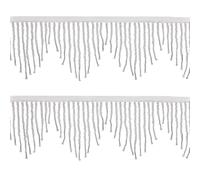 FINGERINSPIRE 0.9m Ruban de Dentelle Perlée à Franges en Cristal Ondulé Ruban de Chaîne à Pompons Perlés Blancs Rubans de Garniture à Franges Perlées à Coudre pour Rideaux Abat Jours Robe Vêtements