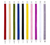 FINGERINSPIRE 10 Pcs Signet Velours Pendentif Croix 407~420mm Long Ensemble Signet Religieux avec Pendentifs Croix Alliage 10Colors Rubans Velours Signets Bible pour Lecture Chrétienne Étude Biblique