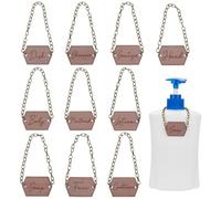 FINGERINSPIRE 10Pcs Étiquettes Rectangulaires en Bois pour Salle de Bain Décoration de Bouteille Avec Chaîne en Fer Bronze Antique Savon Lotion Shampooing Conditionneur Corps Visage Eau Dentifrice