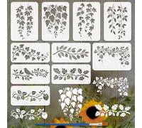 FINGERINSPIRE 10Pcs Pochoir à Motif de Vignes pour Peinture Au Pinceau A4/15x30cm en Plastique Pet Modèle en Chêne Olivier Réutilisable Pochoir Silhouette Oiseau Fraise Modèle Thème Plante Creuse DIY