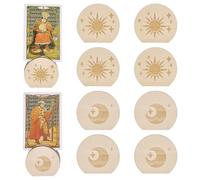 FINGERINSPIRE 10Pcs Support de Carte de Tarot en Bois 45X50X15mm Support de Rangement pour Cartes de Tarot Soleil et Lune Burlywood Support de Sorcière pour Oracle Lenormand Méditation Païen