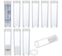 FINGERINSPIRE 10Pcs Tube de Rangement Rond Transparent pour Pièces de Monnaie Plastique Avec Éponge de Protection Tubes de Collecte Transparents 29x102mm pour Pièces Commémoratives et Rares (25Mm)
