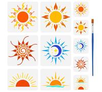 FINGERINSPIRE 11 Pochoirs Boho Sun Avec Pinceau 3 Tailles Pochoir Sun