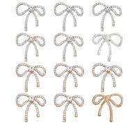 FINGERINSPIRE 12 Bouton en Strass en Forme de Nœud en Cristal 2 Couleurs en Alliage Platine Or Clair Réutilisable Décoration pour Vêtements Robe Pince à Cheveux Travail Manuel