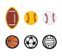 FINGERINSPIRE 12 PCS Chenille Boule Broderie Patch Fer Sur - Sport Ball Applique Baseball Basketball Volleyball Football Rugby Motifs pour DIY Artisanat Vestes Chapeau Vêtements