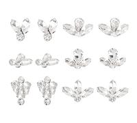 FINGERINSPIRE 12 PCS Feuille Verre Strass Applique 6 Style Hot Fix Applique Brillant Cristal Applique Feuilles Dispersées Formes Mixte Verre Cristal Applique Vêtements Accessoires pour Robe De Mariée