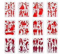 FINGERINSPIRE 12 Pcs Pochoirs de Dessin et de Peinture Love Stencils Sets 29.7x21cm en Plastique pour Bois Sol Murs Carrelage - Ensemble Romantique pour L'amour