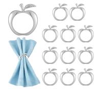 FINGERINSPIRE 12 Pcs Ronds de Serviette Couleur Platine Diamètre Intérieur 32 mm Forme Pomme Rond de Serviette Fêtes Ronds de Serviettes Décoratifs en Alliage pour Fêtes Dîner Thanksgiving Table