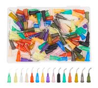 FINGERINSPIRE 120 pièces Aiguilles de Distribution à Pointe émoussée Pointes d'aiguille pré-pliées-15 Tailles Mixtes 14G-34G pour applicateur d'huile ou de Colle