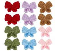 FINGERINSPIRE 12Pcs 6 Couleurs Nœud Papillon Crochet Applique 41X56.5Mm Nœud Crochet Tissu Tricoté Patch Nœud Papillon Coudre sur Patchs Tissu Tricot Appliques Nœud Papillon Patchs Embellissement