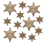 FINGERINSPIRE 12Pcs Broche de Shérif 2 Styles Étoile en Alliage Avec Mot Broche de Shérif Épingles en Métal Décoration de Fête de Cow Boy Badge pour Adulte Halloween Cosplay Accessoire de Costume Fête