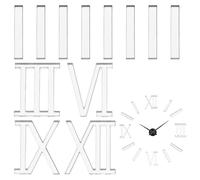 FINGERINSPIRE 12Pcs Chiffres Romains en Acrylique pour Créer Une Horloge Murale Horloge Murale à Chiffres Romains 30mm Long Miroir Argenté Chiffres et Tirets Décoration pour Salon et Chambre à Coucher