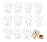 FINGERINSPIRE 12Pcs Épingles Dent Mignonnes Cartoon Dentiste 1.75x2.5cm Blanc Broche Sourire Drôle Badges de Revers pour Vêtements Chapeaux Sacs à Dos Vestes