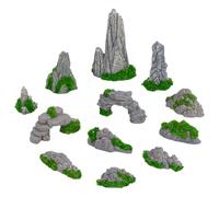 FINGERINSPIRE 12Pcs Petite Décoration de Rocaille en Résine 12 Styles Mini Décoration de Rocaille Accessoires de Jardin Zen Montagne Miniature pour Bonsaï Aquarium et Présentoir de Table