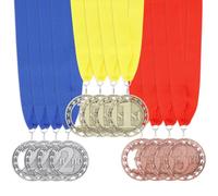 FINGERINSPIRE 12Pièces Médailles Récompenses Alliage Or Argent Bronze avec Ruban 55cm Prix Vainqueur Style Olympique 1ère, 2ème et 3ème Place Médailles Compétition pour Sports Compétitions Événements
