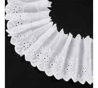 FINGERINSPIRE 13.7m Bordure en Dentelle à Œillets 92mm Large en Coton Blanc Dentelle à Œillets Bordure à Coudre en Forme de Vague Bordure en Dentelle de Coton pour Coudre de la Dentelle Brodée Florale