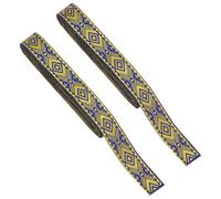 FINGERINSPIRE 14m/2pcs Garniture de Ruban Jacquard Boho 20mm Large Garniture Jacquard Broderie Vintage Dorée Avec Motif Losange Ruban Polyester Motif Losange pour DIY Couture Rideau Emballage Cadeau