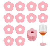 FINGERINSPIRE 150 Étiquette de Nom de Boisson pour Verres à Vin 68mm en Forme de Fleur en Papier Rose Marqueur de Verre à Vin Breloque de Verre à Vin Vierge Marqueur pour les Invités de la Fête