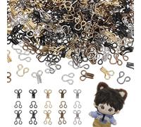 FINGERINSPIRE 150Pcs Crochet et Œillet de Couture 5 Couleurs pour Vêtements Mini Crochets et Yeux de 12mm Fermetures à Crochet et Œil en Laiton Crochets et Yeux pour Vêtements de Poupée Couture DIY
