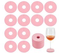 FINGERINSPIRE 150Pcs Étiquette de Nom de Boisson pour Verres à Vin 69mm Forme Ronde Papier Rose Marqueur Verre à Vin Breloque de Verre à Vin Vierge Marqueur Identification Étiquette Champagne Cocktail