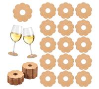 FINGERINSPIRE 150Pcs Marqueur de Verre à Vin en Papier 7cm Avec Fleurs Vierges pour Verres à Pied Étiquettes de Nom de Boisson BurlyWood Étiquette de Vin Jetable Verre à Vin Breloque de Boisson
