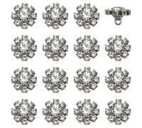 FINGERINSPIRE 16 Bouton à Tige en Laiton Strass de 11mm de Diamètre Boutons Décoratifs en Cristal Strass Réutilisables en Laiton Bronze en Forme de Fleur pour la Couture de Vêtements et la Décoration